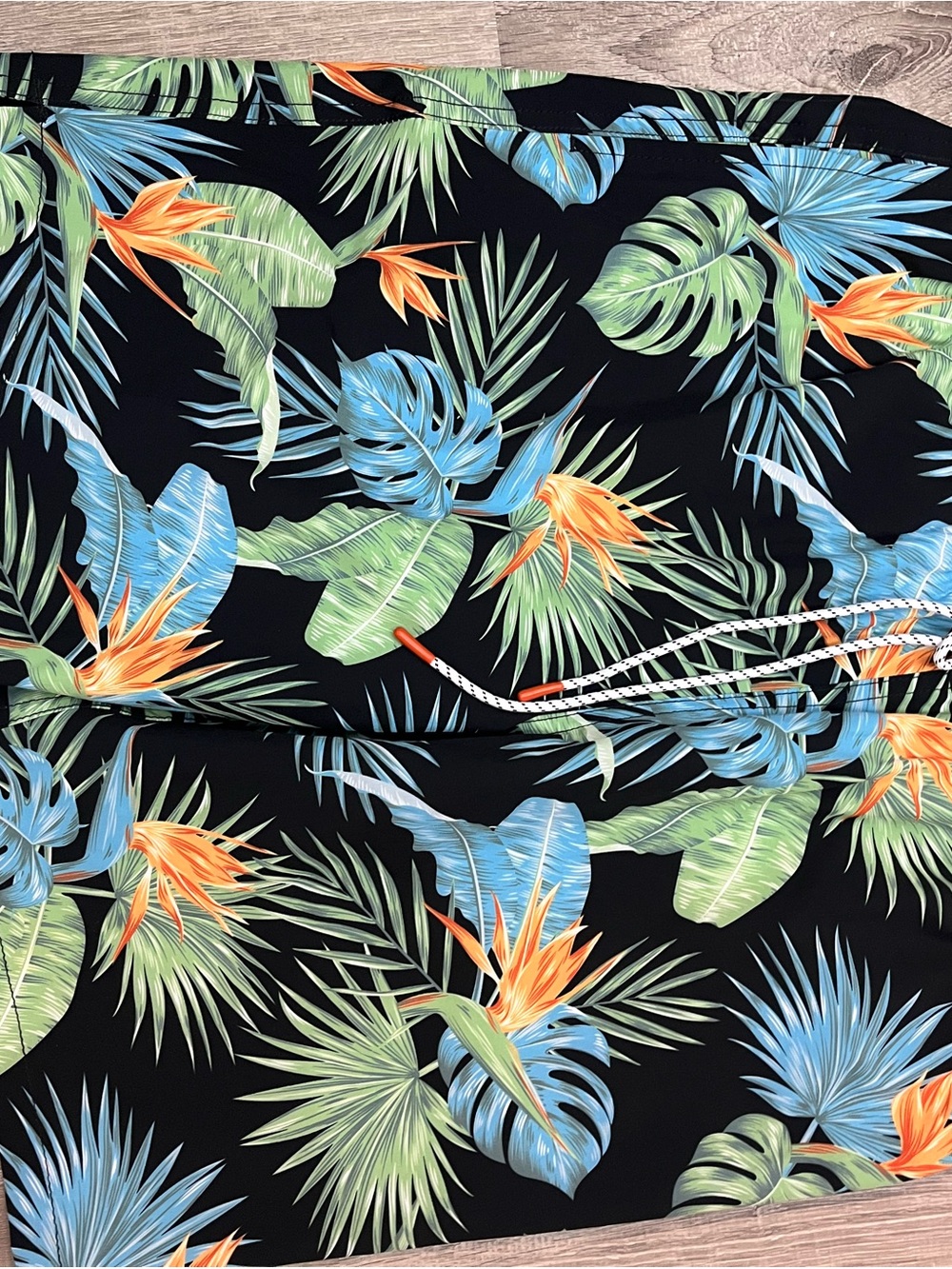 Bonobos Black Tropical Floral Swim Shorts with Blue, Green & Orange Accents
